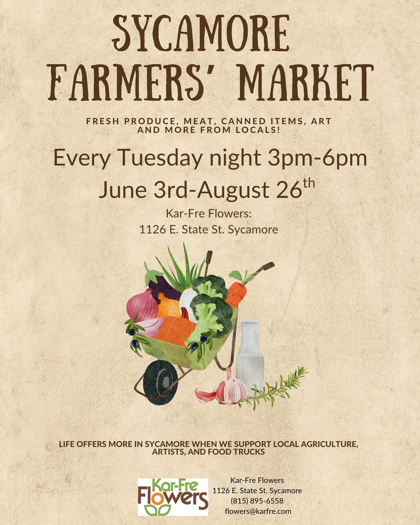 Sycamore Farmers' Market at Kar-Fre Flowers - Discover Sycamore